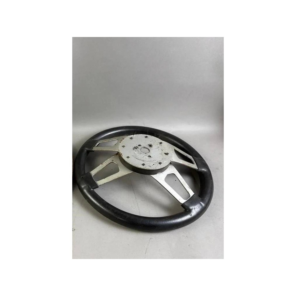 Vintage Steering Wheel Lot of 2 Wood Grain and Black Rubber 3 Spoke Racing Wheel